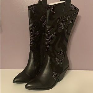 Carlos Santana Black cowboy styled boot